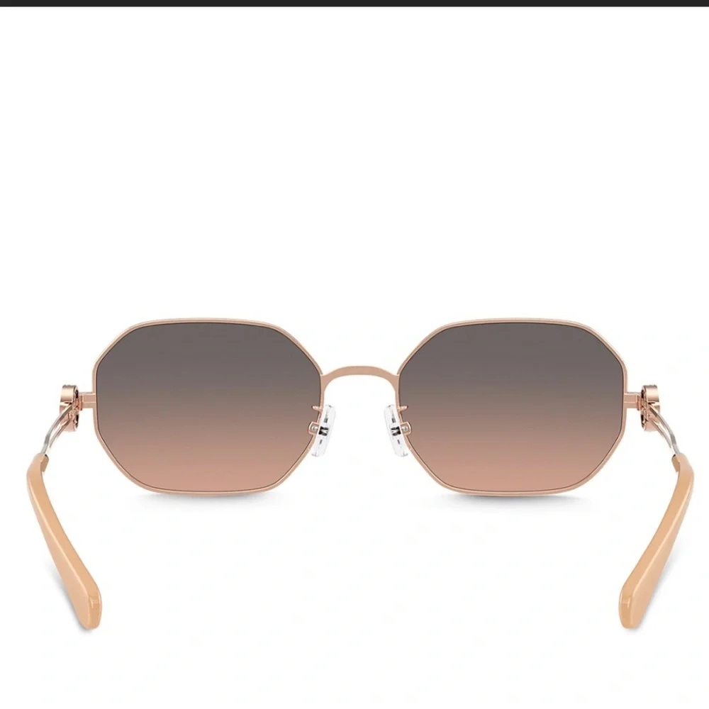 Tory Burch Rose Gold Frame Sunglasses with Brown Gradient Lenses
